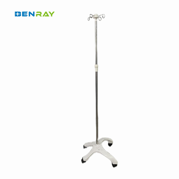 Factory Cheap 5 Casters Stainless Steel Mobile Drip Stand