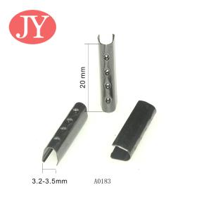 Quality jiayang fashion customized logo U shape copper metal tips metal aglet draw cord end aglet for 3.0mm cord hoodies wholesale