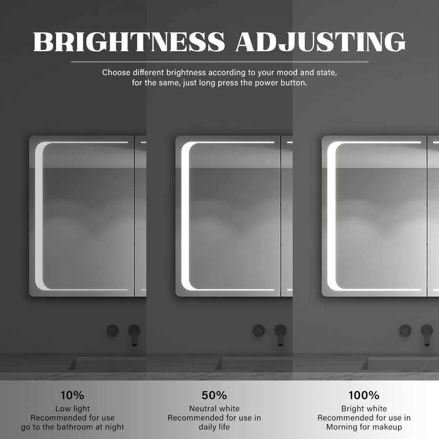 Framed Vanity Mirror With Lights R Angle Vanity Touch Screen Mirror for Decoration and Makeup