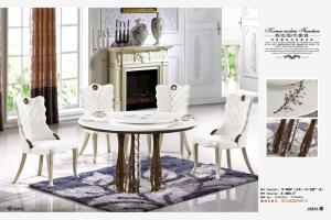 Quality dining room 7 seater round marble table furniture wholesale