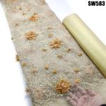 feather and fabric lamp shade 3D Lace Fabric Zambia Beaded Austria Lace