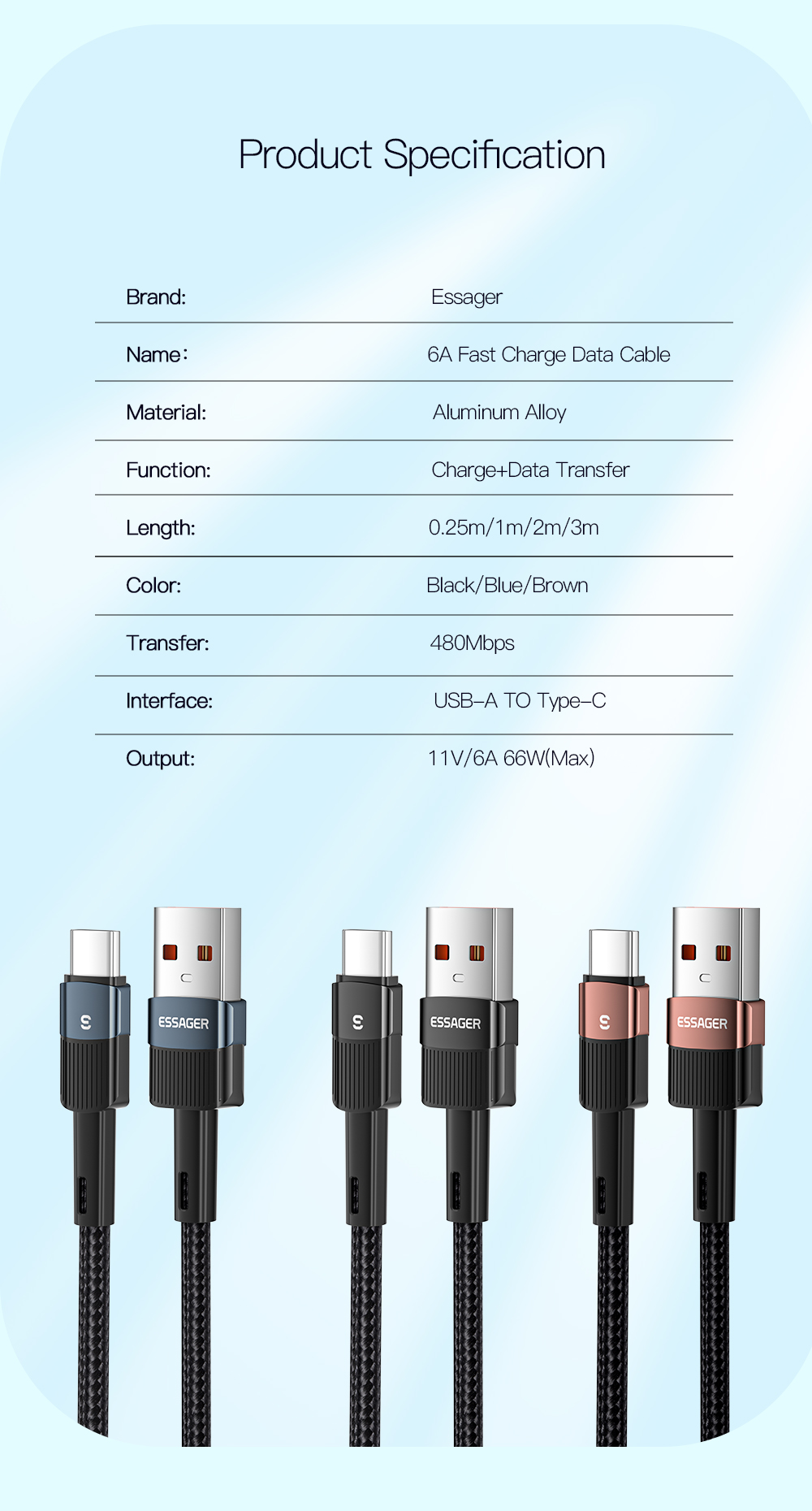 Fast Charging Type C USB Cable 6A USB C Data Cable 66W For Huawei P30 P40 Pro