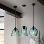 American single head E27 blue glass pendant simple personality Nordic bar light
