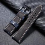 Genuine Leather Watchband Bracelet 20 22 24 26mm Women Men Oil Wax Cowhide Blue