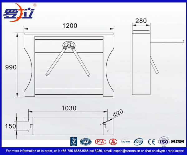 Automatic Access Control Tripod Turnstile Gate / RFID stainless steel price tripod turnstile