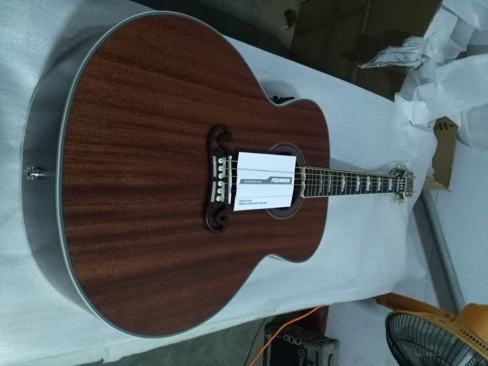 43" Jumbo satin finishing acoustic guitar hand made mahogany wood color acoustic guitar