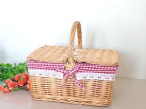 Quality Handmade Natural Willow Wicker Picnic Basket Cheap Lunch Bags Hot sale products Outdoor Lunch Basket wholesale