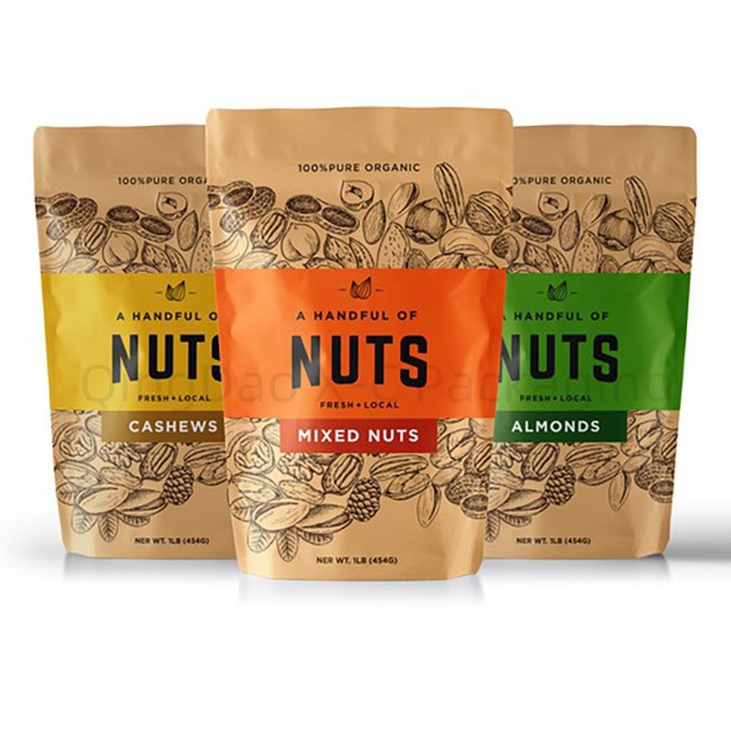 Printed Packing Bag Coffee Beans Pet Snack Chips Nuts Dried Food Grade Ziplock Packaging Material