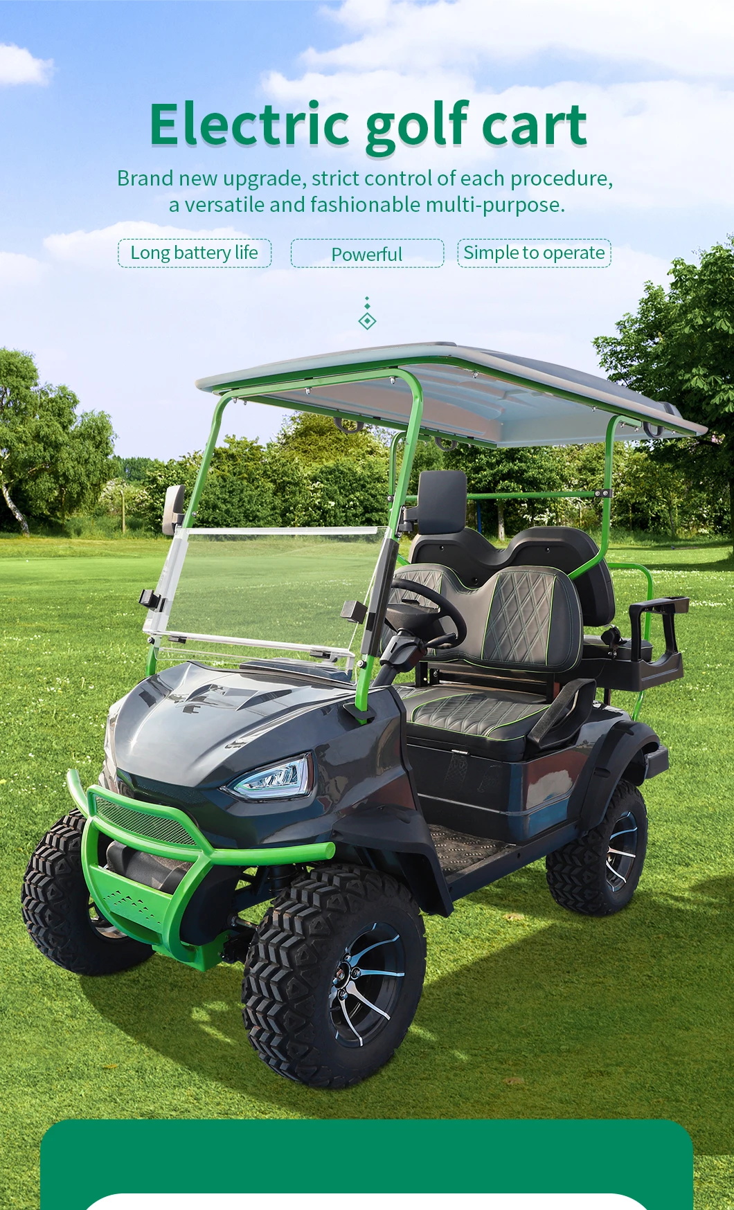 ODM Service 6 Passenger Electric Off Road Hunting Golf Cart for 70-90km Driving Mileage