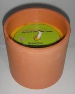 Quality Yellow Citronella clay jar scented candle with the printed card wholesale
