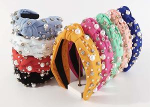 Quality Fashion multicolor knotted wide elastic headbands nail-beaded drill bit hooped hair accessory Yiwu wholesale wholesale