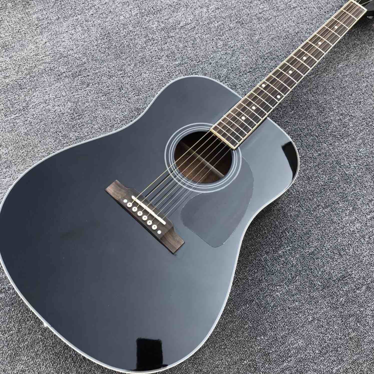 41" All Black color acoustic guitar,Rosewood fingerboard,handmade Solid spruce wood guitar