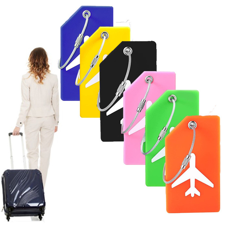 Silicone Luggage Tags for Travel Suitcases Simple Cartoon Design Name Cards Included