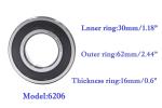 Double Rubber Seal Bearings Z3V3 Z4V4 6206 2RS Ball Bearing For Fitness