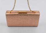Box Shape Metal Buckle Ladies Evening Clutch Bags Leather Senior Golden Color