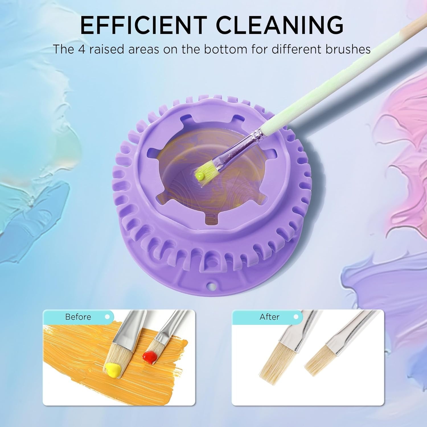Paint Brush Cleaner - Foldable Silicone Paint Brush Cleaner Rinse Cup With Palette And 40 Brush Storage Holder For Classroom Studio Outdoor Painting