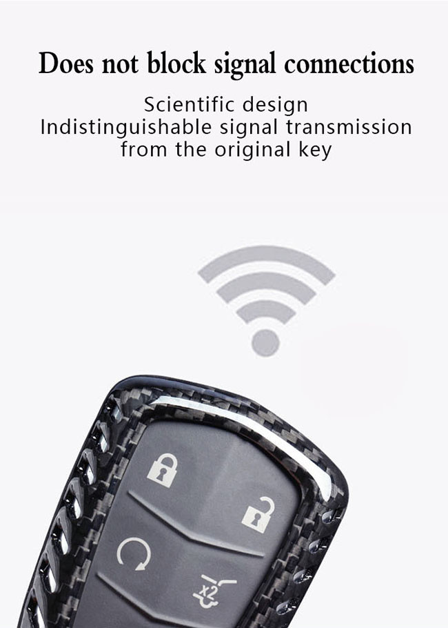Genuine Glossy Twill Cadillac Carbon Fiber Car Key Case