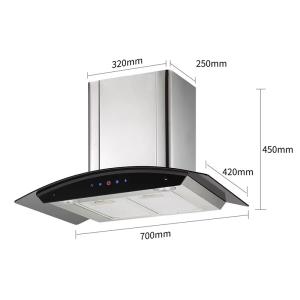 Quality Wall Mounted Curved Glass Cooker Hood Kitchen Smoke Extractor wholesale