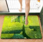 Moss Green Plant Non-Slip Absorbent Bath Mat Flocking Bathroom Waterproof Carpet
