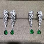 18K White Gold Diamond Earrings , Panthere Earrings With Onyx