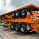 New And Used Tri-axle 40 Foot Flatbed Semi Trailer For Sale , Flat Bed Semi