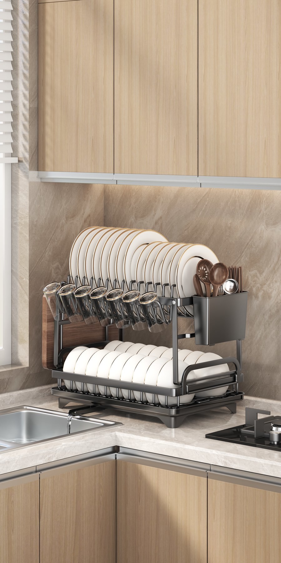 Iron Dish Rack for Kitchen Room Space Kitchen Classification Folding Rack