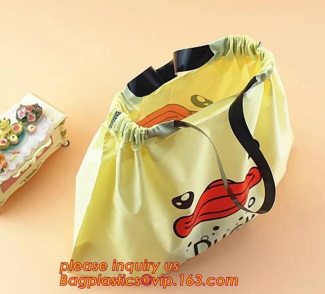 Biodegradable drawstring laundry poly bag with printing,Logo Printed Poly Drawstring Hotel/Travel Laundry Plastic bag