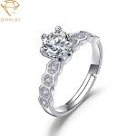 Pave Diamonds Wedding Silver Ring With Name Engraved