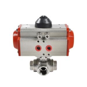 Quality CFR Model NO. Q614/615F SS304/316 Pneumatic Three-Way Ball Valve with Mounting Pad Term wholesale