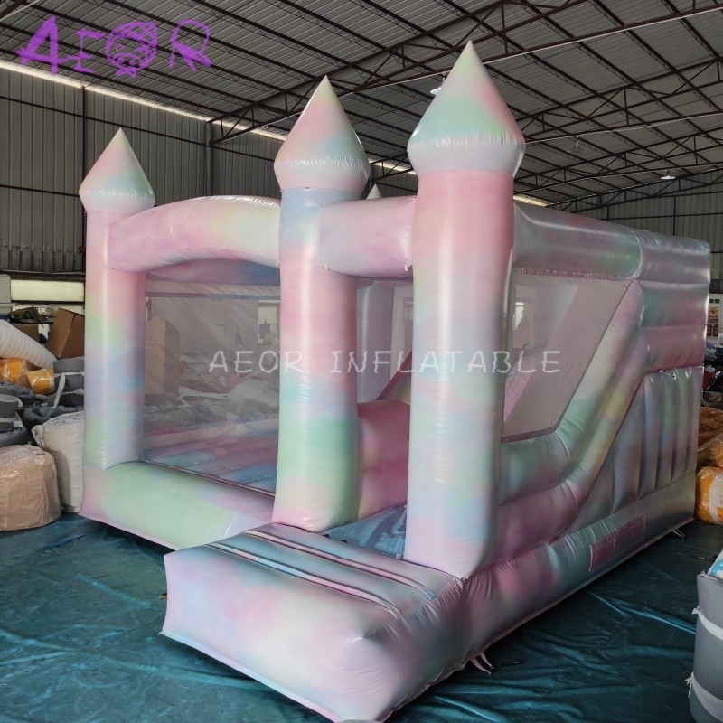 Party Tie Dye Color Inflatable Bounce House Slide Tie Dye Bouncy Castle