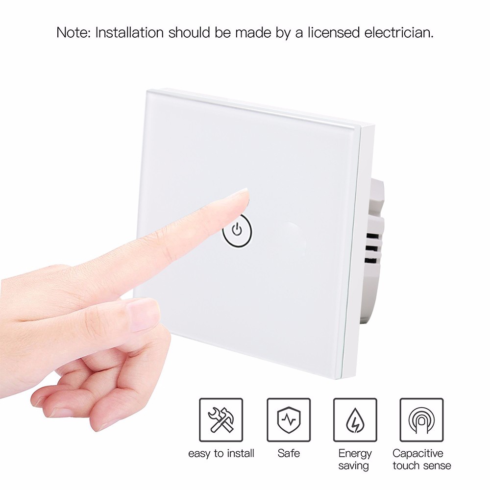 Euro Touch Screen Wifi Light Switch , Anti - Jamming Wifi Controlled Switch
