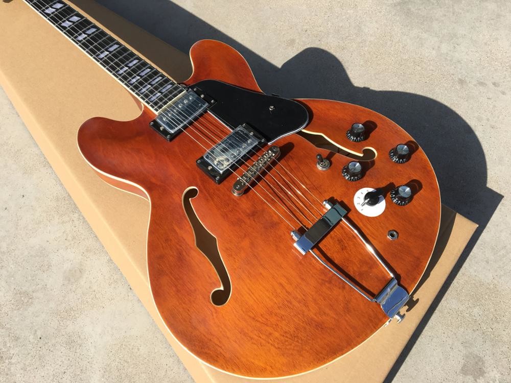 Matt Brown color ES335 Jazz Electric Guitar,Top quality Hollow Body Archtop 335 Jazz Guitarra,5 switch