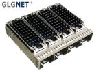 2.05mm Press fit pin 4 ports Ganged SFP+ Shield Cage Connector with HS Heat Sink
