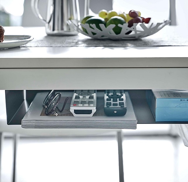 Metal Under Table Storage Box with Heavy Duty Shelf and Floating Hidden Desk Drawer
