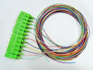 Quality Single Model Pigtail Fiber Optic Cable 0.9mm Tight Buffer SC APC 12 Colors wholesale