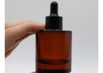 Recyclable 20ml Dropper Bottle , Amber Glass Cosmetic Bottles UV Coating
