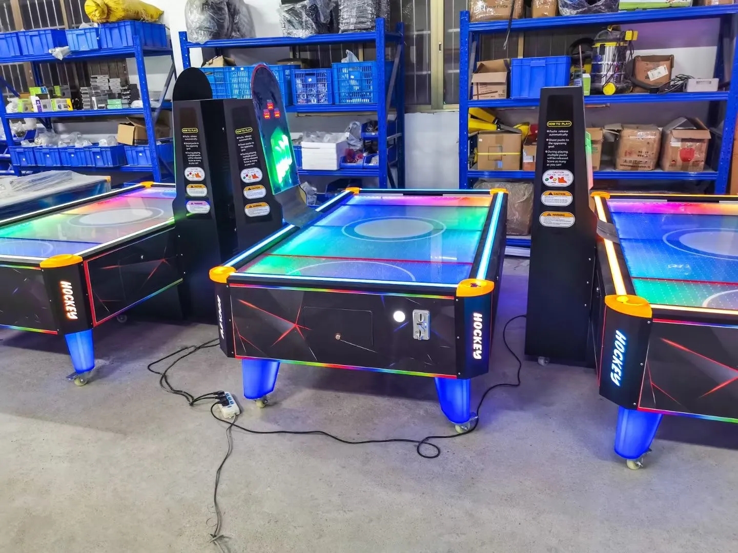 Indoor Game Arcade Air Hockey Table Metal Acrylic Plastic Material