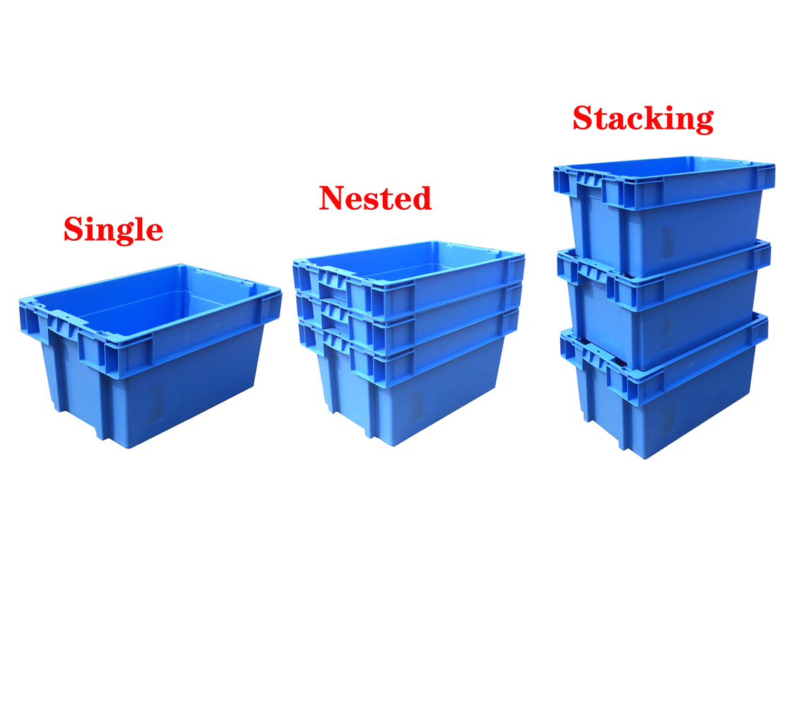 45L Volume Customizable Color Plastic Crates for Easy Warehouse Storage Solutions