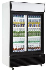 Quality 610L upright double sliding door auto frost fan cooling display beverage cooler/glass door chiller/beverage showcase wholesale