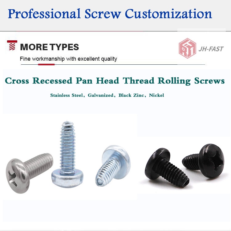 Galvanized DIN 7500 Cross Recessed Pan Head Thread Rolling Screws