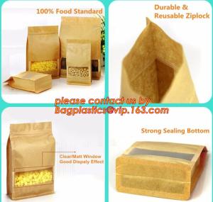 Quality stand up pouch biodegradable zipper bag kraft paper bag, Resealable Snack Stand up Zipper kraft paper Pouch Aluminum wholesale