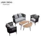 Garden Furniture Outdoor Rattan Sofa Rope Garden Sofa Set With Coffee Table