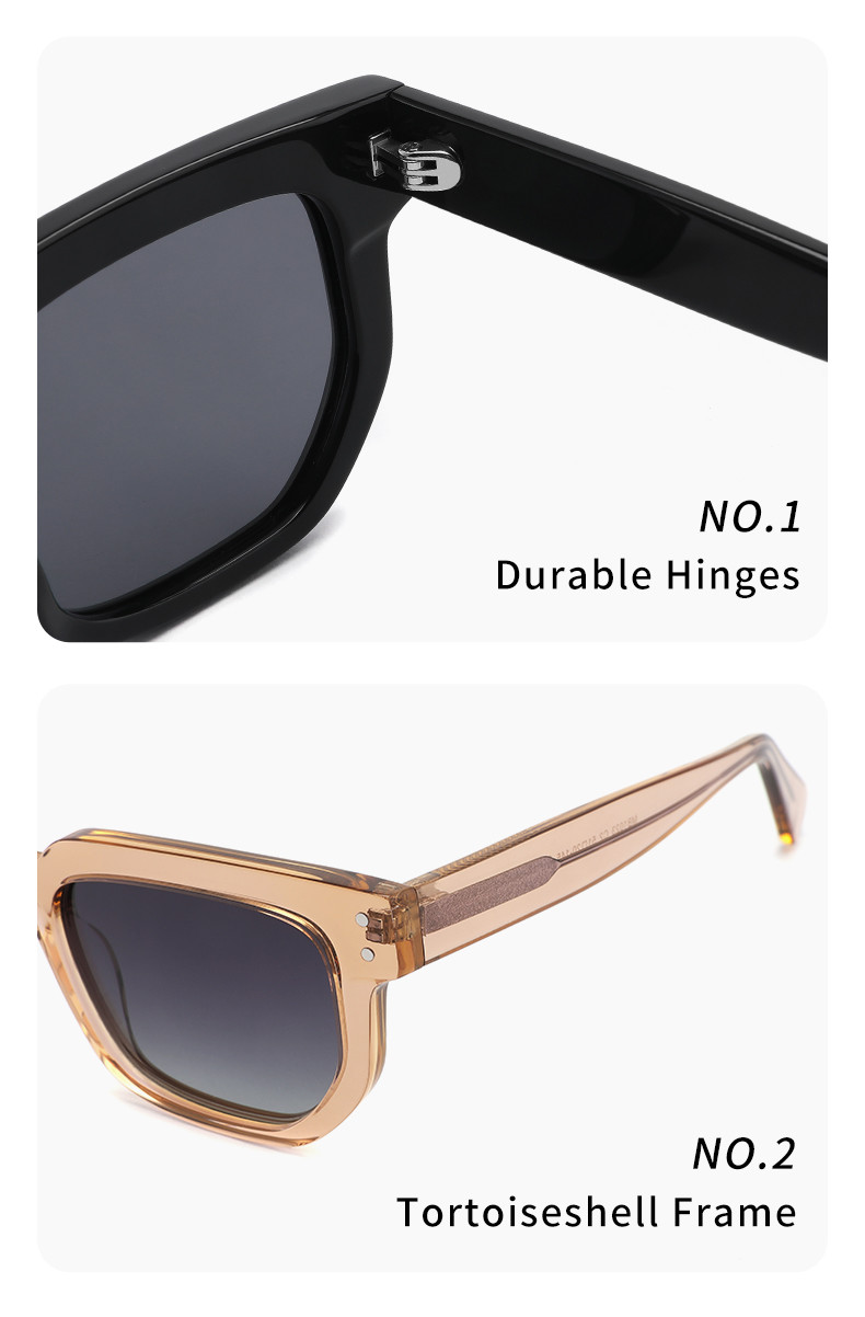 Women Men Acetate Frame Sunglasses Square Polarized Acetate Sunglasses 145 mm