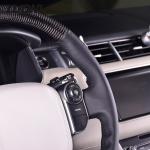 Black Leather Carbon Fiber Series Land Rover Steering Wheel 350mm With Stripe