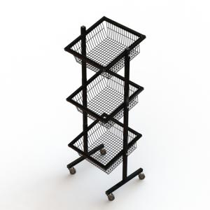 Quality Iron Wire Grocery Display Stands With Wheels Knockdown Structure wholesale