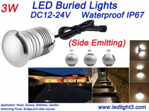 Quality 3W Side Emitting Led Buried Light IP67 Waterproof Deck Floor Patio Inground Led landscape Lighting Spot Lights wholesale