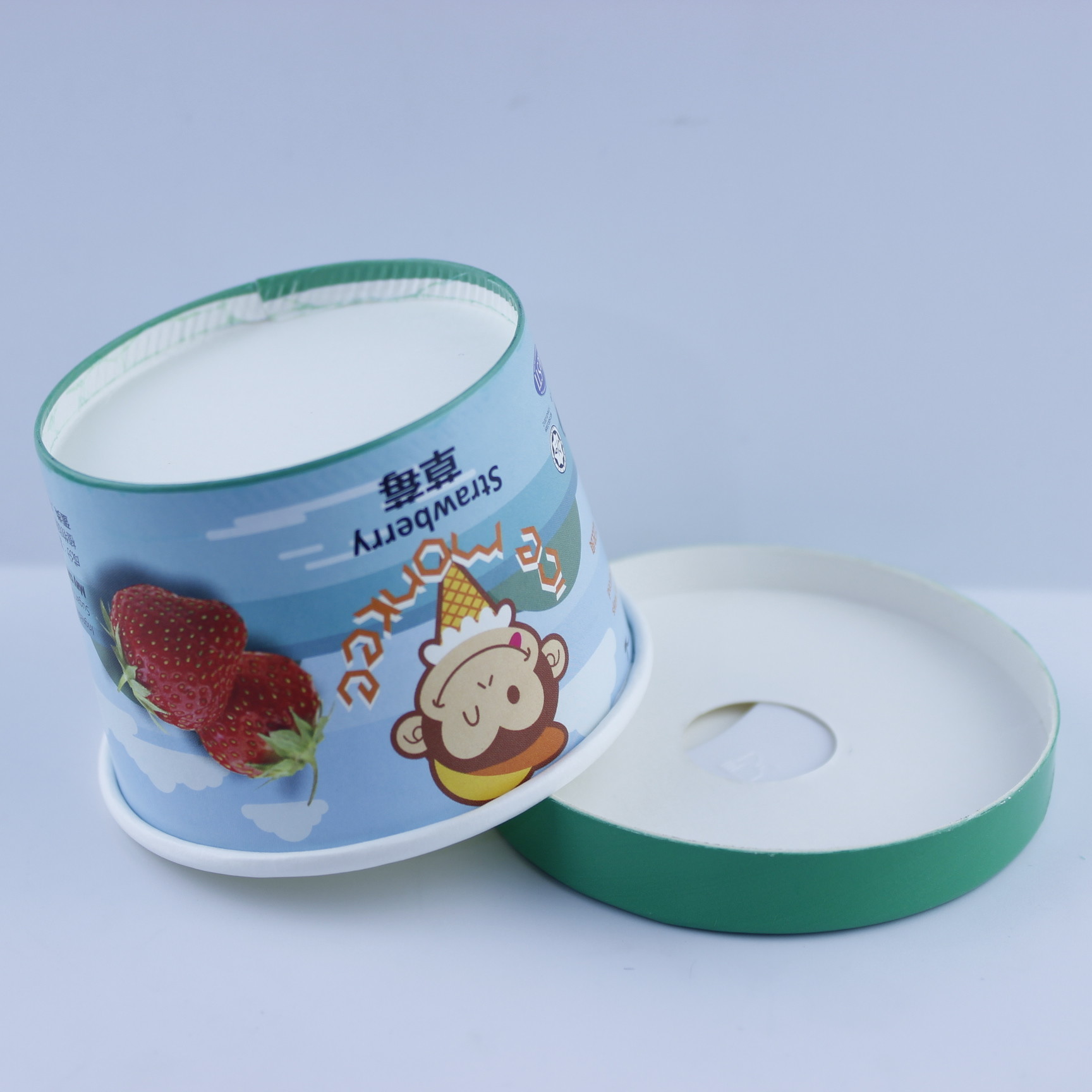 Yogurt Paper Ice Cream Bowl With Lid , Eco Friendly 5oz 150ml Ice Cream Cup