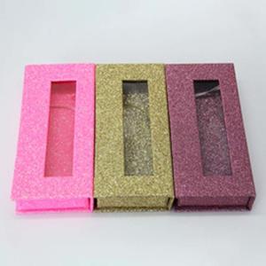 Quality custom glitter paper eyelash window box High quality glitter paper lash gift box wholesale