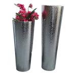 Metal hammered design planter pot hammered metal flower planter