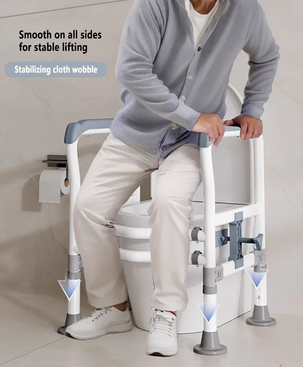 Toilet Grab Bar Stands up Without Drilling Stabilizes Elderly Disabled Non-Slip Grab Bar